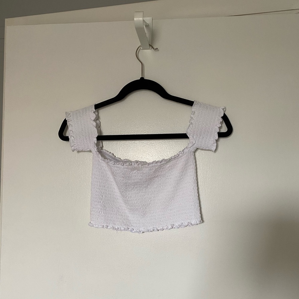 White Ruched Crop Top